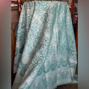 Rare Vintage but new not used European pure linen table cloth square Decor lux